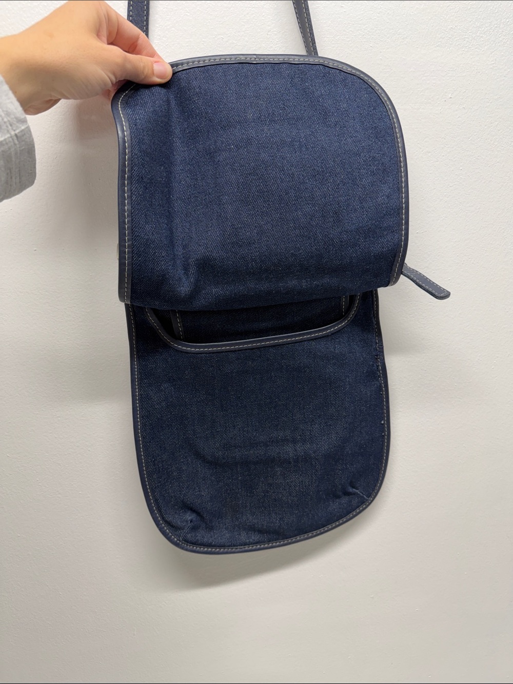 Vintage Coach Crossbody Bag Purse Hippie Canvas Denim Leather Navy Blue USA - Picture 6 of 10